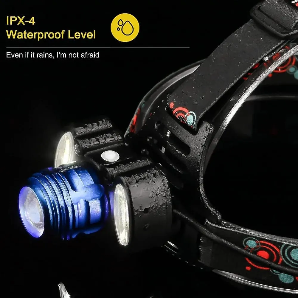 Led Head Lamp, Camping Hunting Lantern Head Torch, Long Shot Superlight, Adjustable Waterproof Headlamp Flashlight, Rechargeable Headlight Torch, Zoom Hunting Lamp Torch Light, Super Beam Head Light,