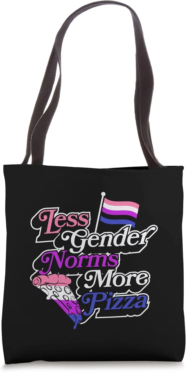 Less Gender Norms More Pizza Genderfluid Pride Aesthetic Tote Bag