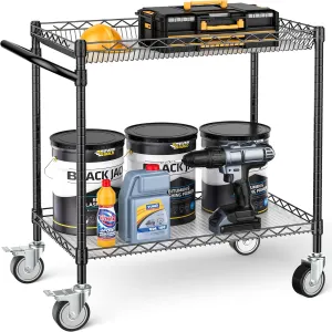 Leteuke Utility Tool Carts with Wheels, 900LBS Capacity Heavy Rolling Cart with Hand, Outdoor Grill Table Stand for Blackstone Griddle, Ninja Grill, Pizza Oven Table, BBQ, Kitchen-Black