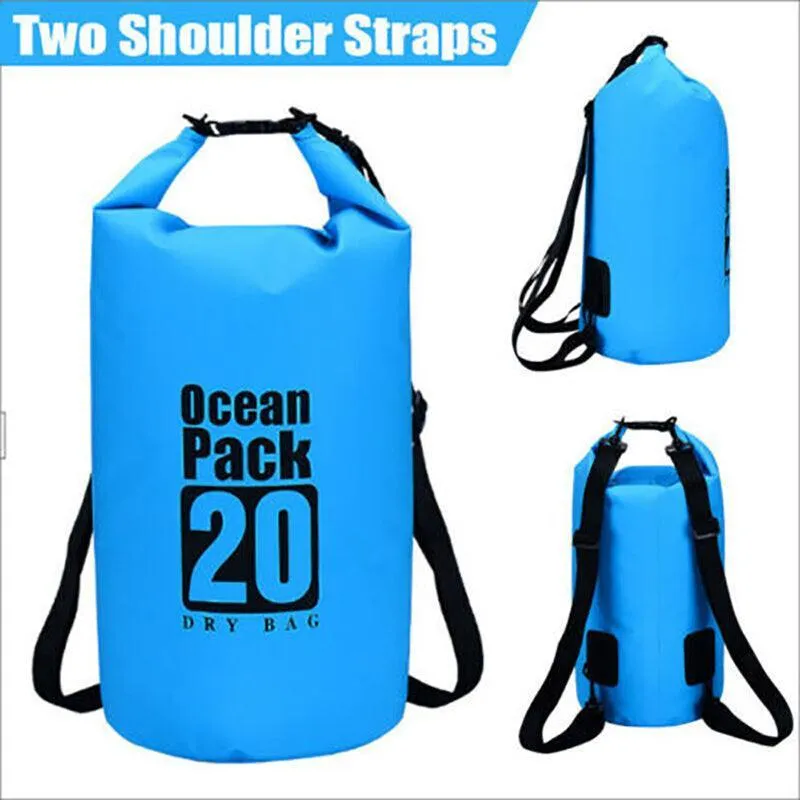 Light Blue Waterproof Bag Dry Sack Fishing Camping Canoeing Outdoor 2/5/10/15/20/30 L