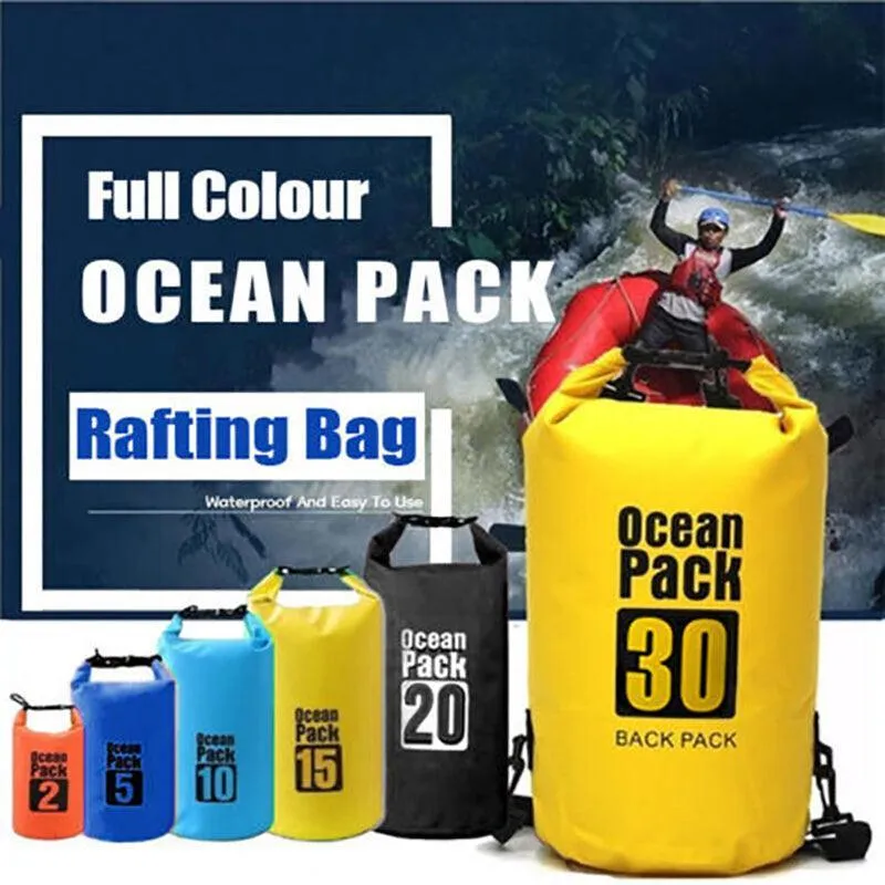 Light Blue Waterproof Bag Dry Sack Fishing Camping Canoeing Outdoor 2/5/10/15/20/30 L