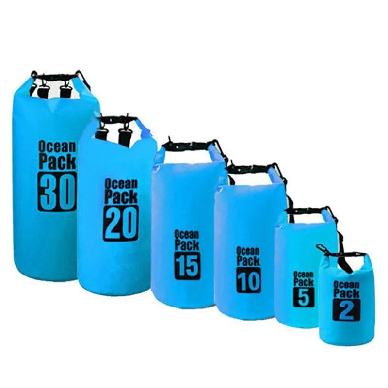 Light Blue Waterproof Bag Dry Sack Fishing Camping Canoeing Outdoor 2/5/10/15/20/30 L