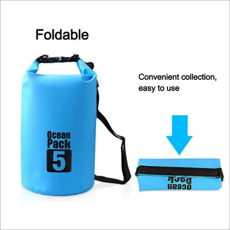 Light Blue Waterproof Bag Dry Sack Fishing Camping Canoeing Outdoor 2/5/10/15/20/30 L