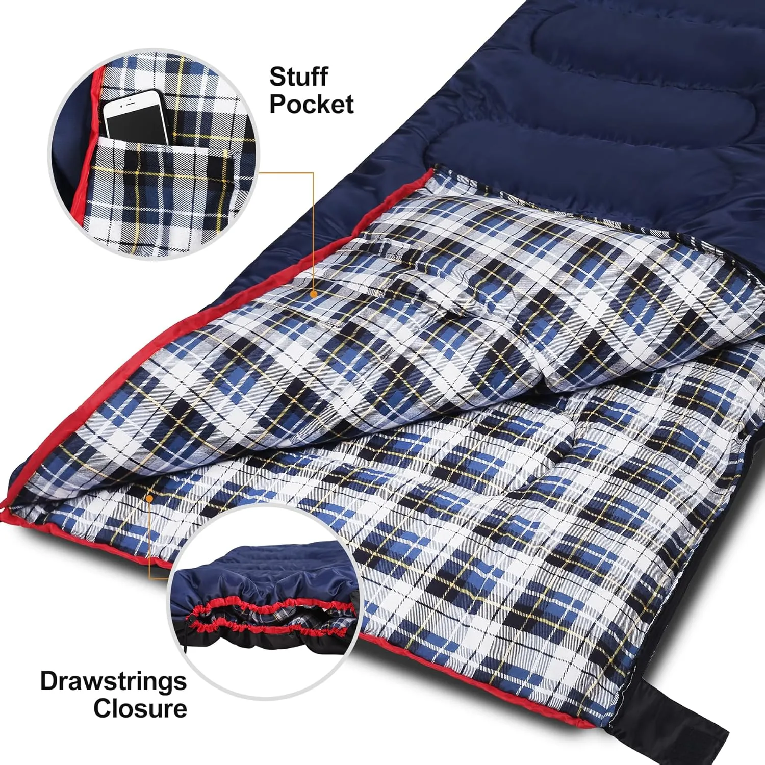 Lineslife Cotton Flannel Sleeping Bag for Camping