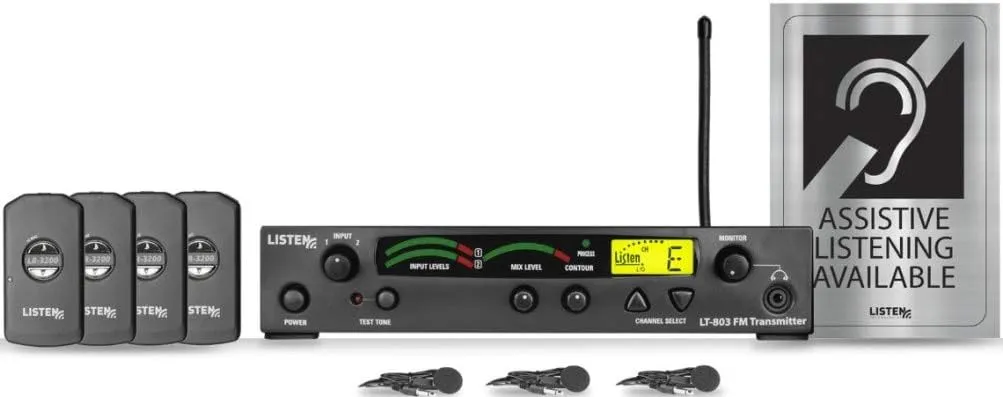 Listen Technologies LP-4VP-072 Assistive Listening DSP Value Package, Includes LT-803-072 Stationary 3-Channel RF Transmitter, 72 MHz