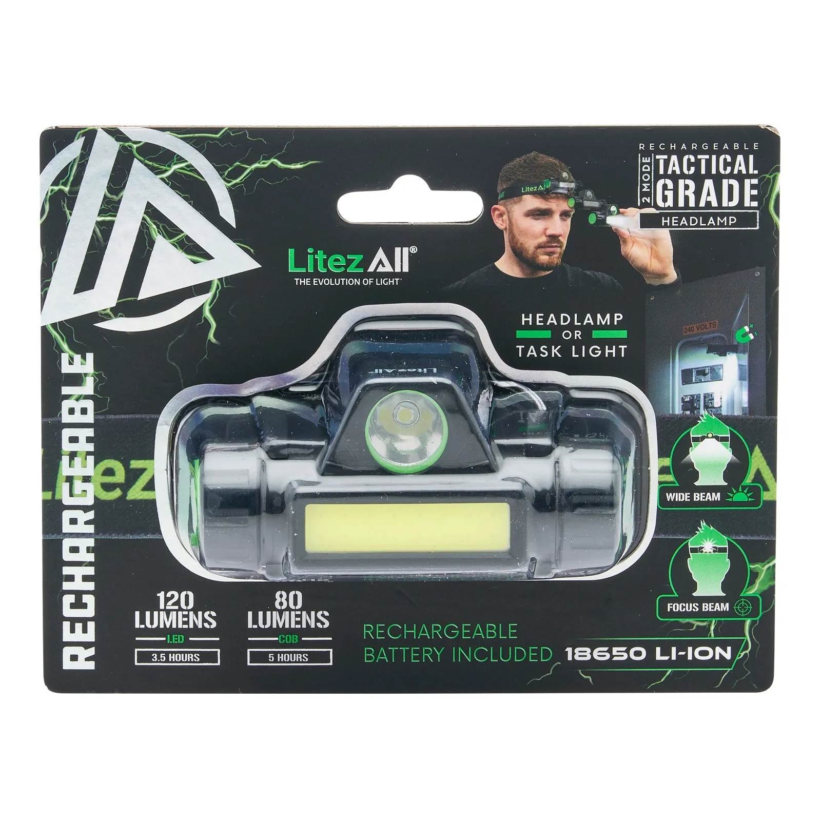 LitezAll Rechargeable Dual Mode Headlamp