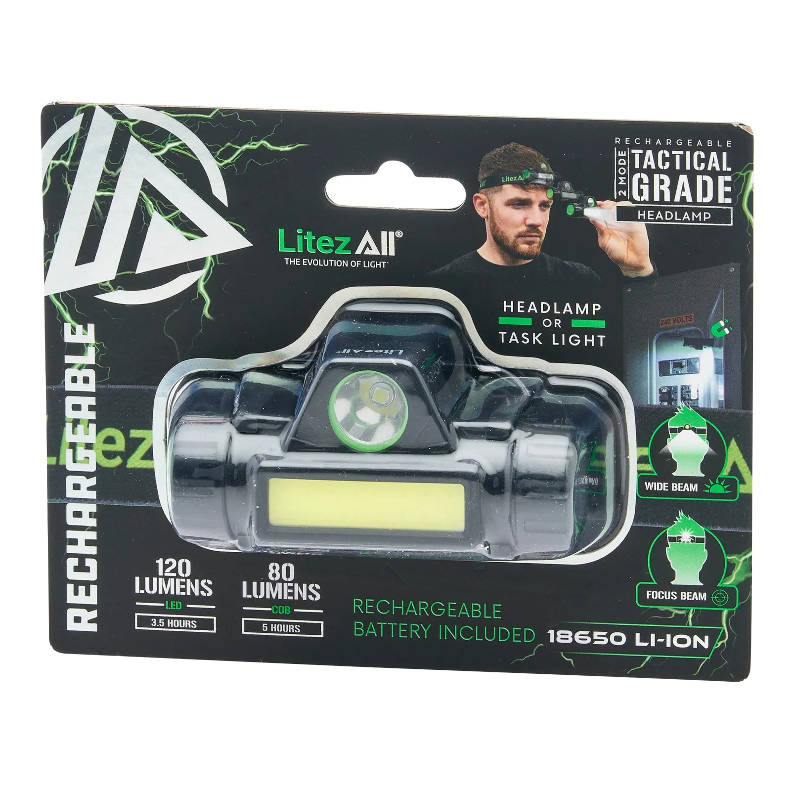 LitezAll Rechargeable Dual Mode Headlamp