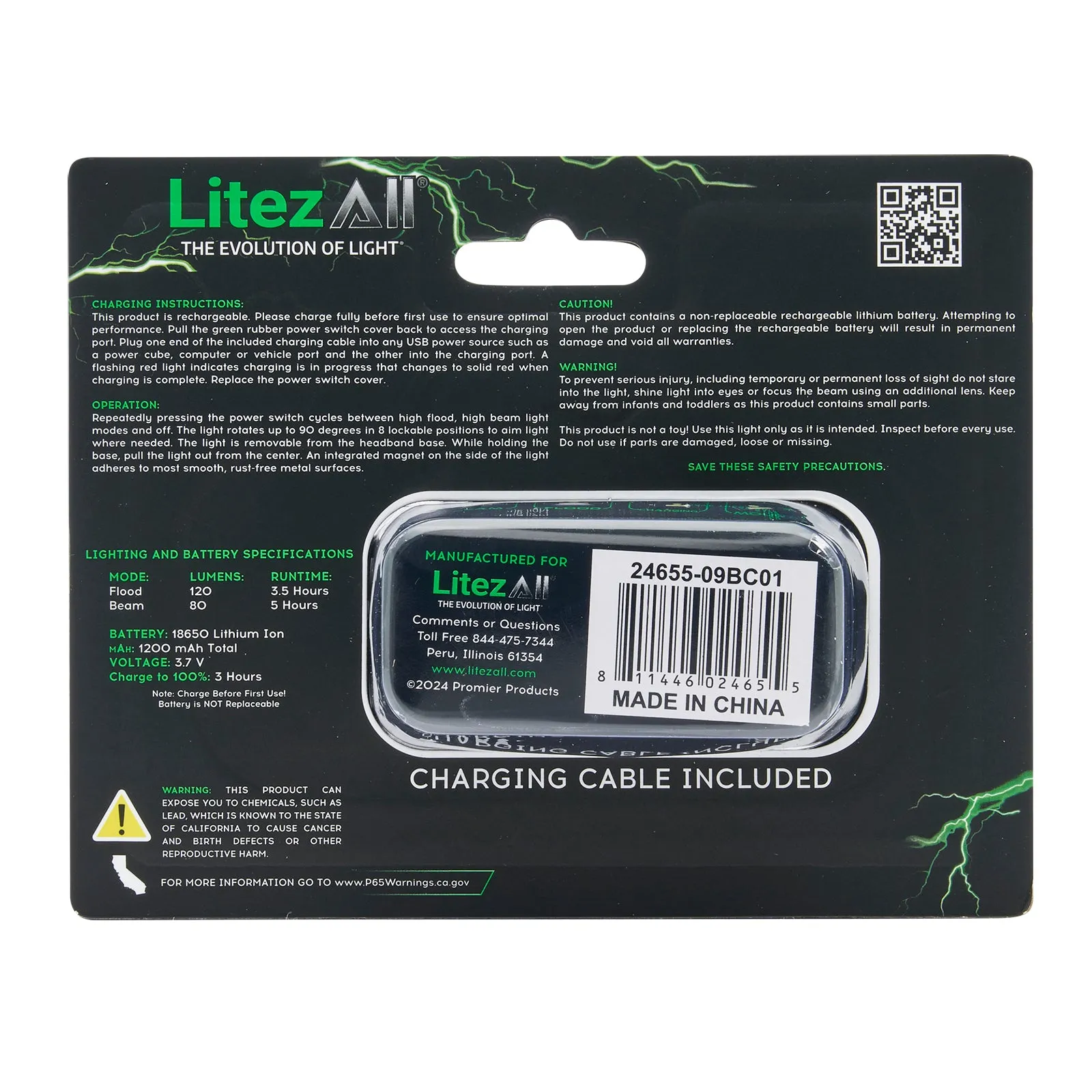 LitezAll Rechargeable Dual Mode Headlamp