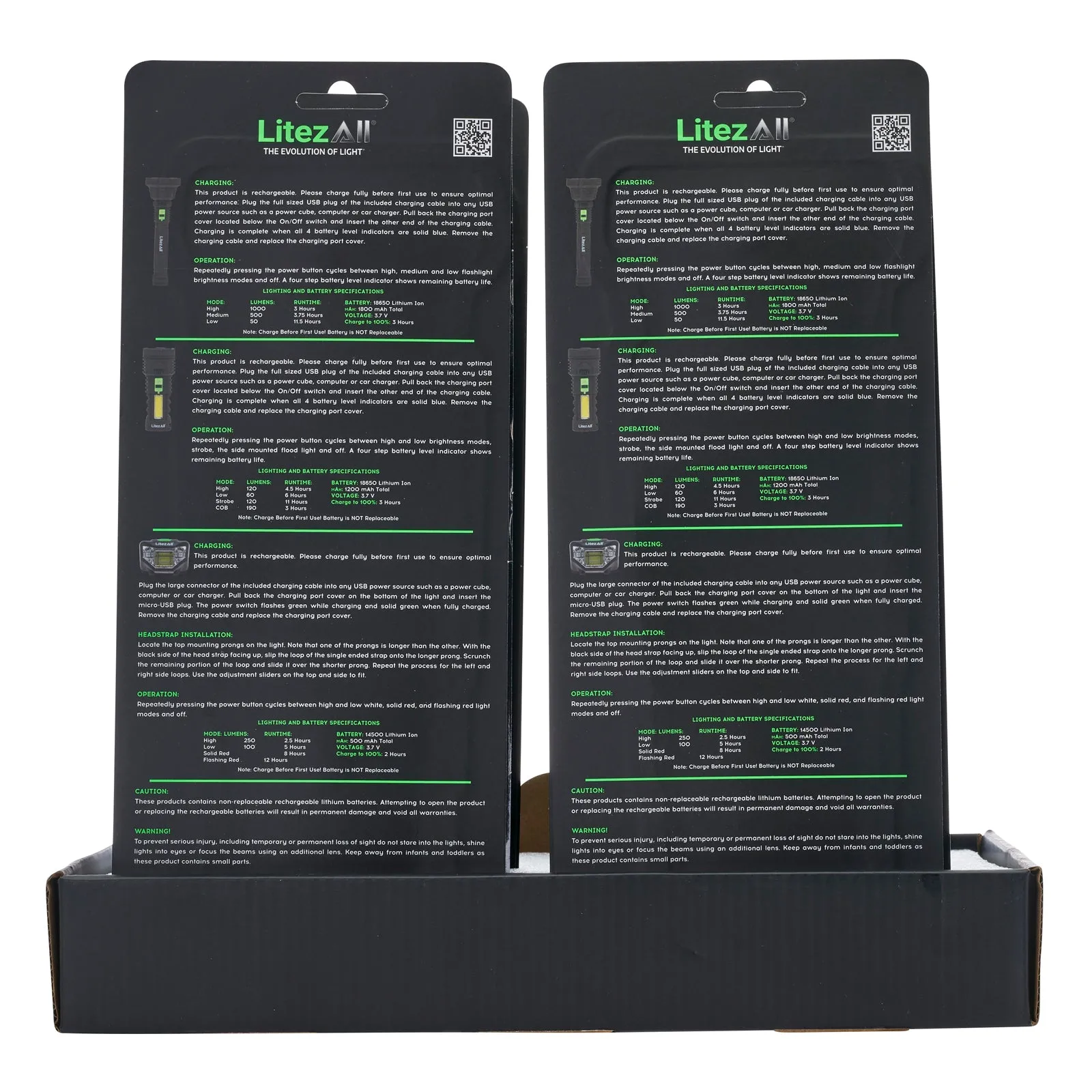 LitezAll Rechargeable Flashlight and Headlamp Combo Pack