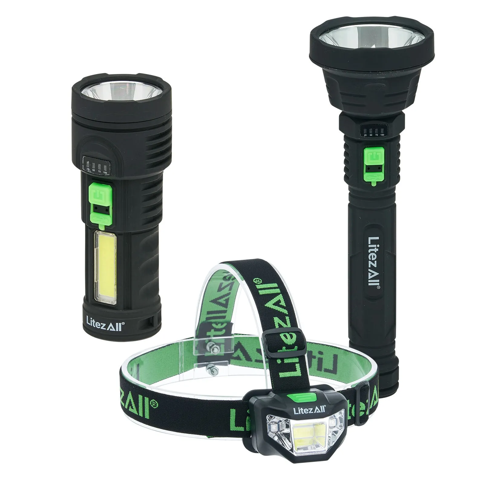 LitezAll Rechargeable Flashlight and Headlamp Combo Pack