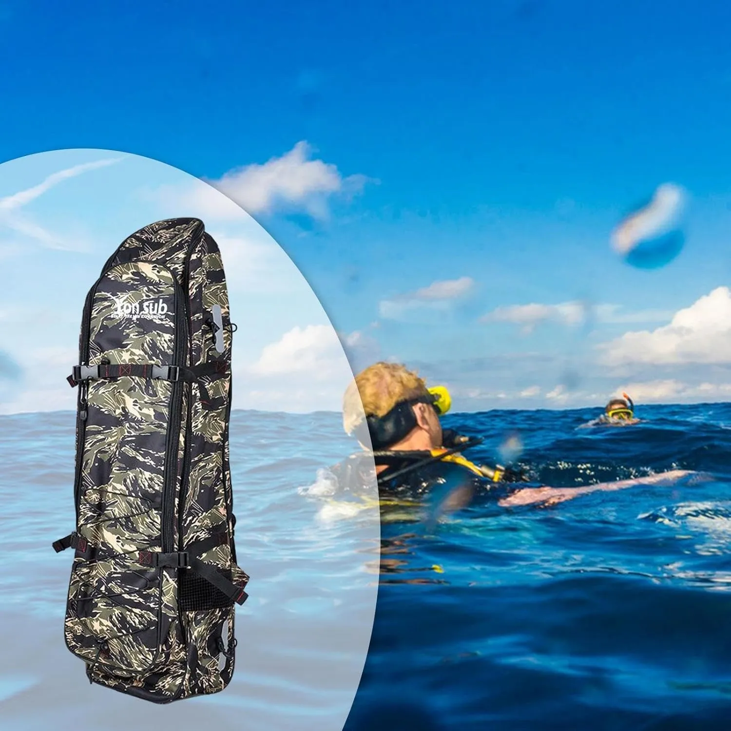 Long Fins Bag Flippers Bag Waterproof Snorkel Gear Bag Diving Gear Bag Utility Backpack for Swimming Spearfishing Fishing