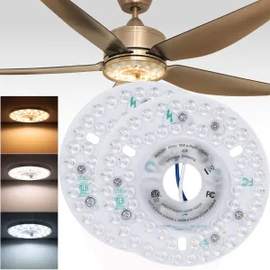 LPHUMEX 2PCS 5in Ceiling Fan LED Light Replacement 18W, 3 Color Tones Dimmable Light Kit for Hunter/Harbor Breeze/Hampton Bay