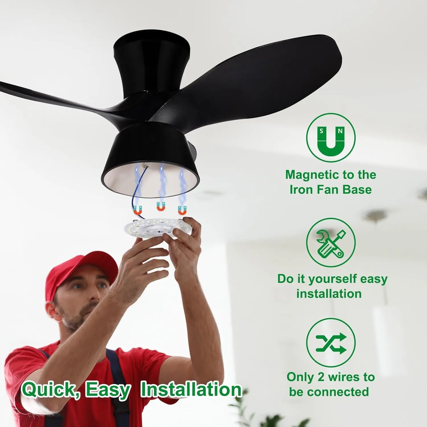 LPHUMEX 2PCS 5in Ceiling Fan LED Light Replacement 18W, 3 Color Tones Dimmable Light Kit for Hunter/Harbor Breeze/Hampton Bay