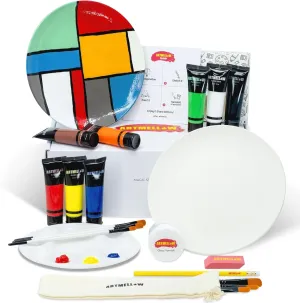 Luxury Ceramic Wall Plate Painting Kit for Kids Adults - Complete Arts and Crafts Set Paint Your own Ceramics - Includes 6 Brushes Professional Acrylic Paint Gift Idea, Party, Birthday idea