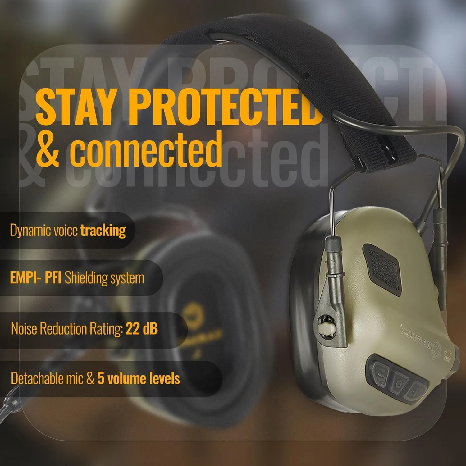M32X Tactical Headset for Helmet with ARC Rail Helmet Mount Adapters - Noise Canceling Headphones for Shooting & Hunting Earmuffs