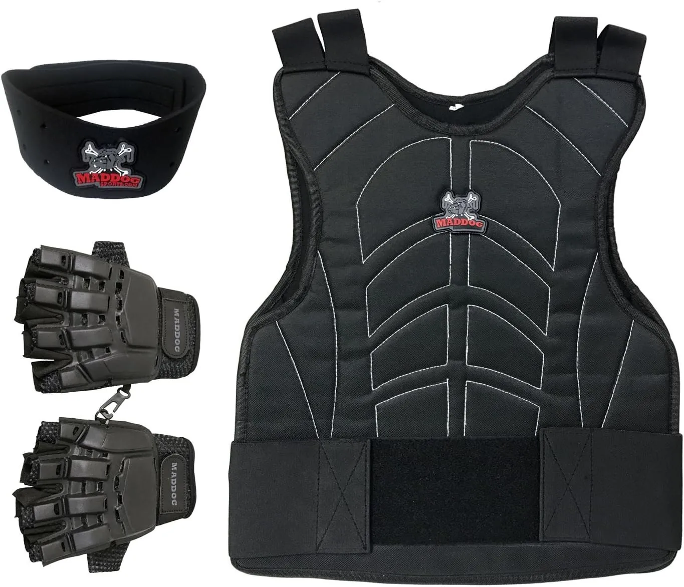 Maddog® Sports Padded Chest Protector, Tactical Half Glove, & Neck Protector Combo Package