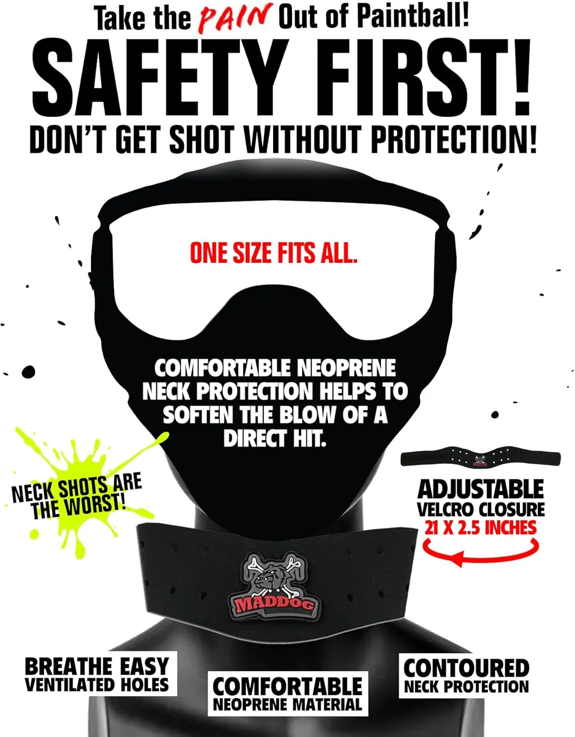 Maddog® Sports Padded Chest Protector, Tactical Half Glove, & Neck Protector Combo Package