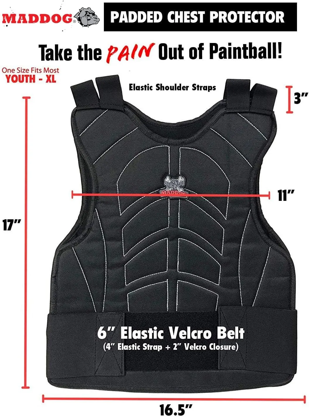 Maddog® Sports Padded Chest Protector, Tactical Half Glove, & Neck Protector Combo Package
