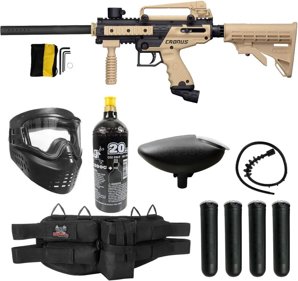 Maddog Tippmann Cronus Tactical Silver Paintball Gun Marker Starter Package