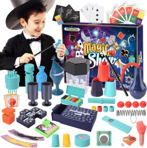 Magic Kit - 200 Magic Tricks for Kids Age 6-8, Magic Set with Manual and Video for Beginners and Kids, Christmas Halloween Birthday Gifts Toys for Ages 6 7 8 9 10 11 12 Years Old Boys Girls