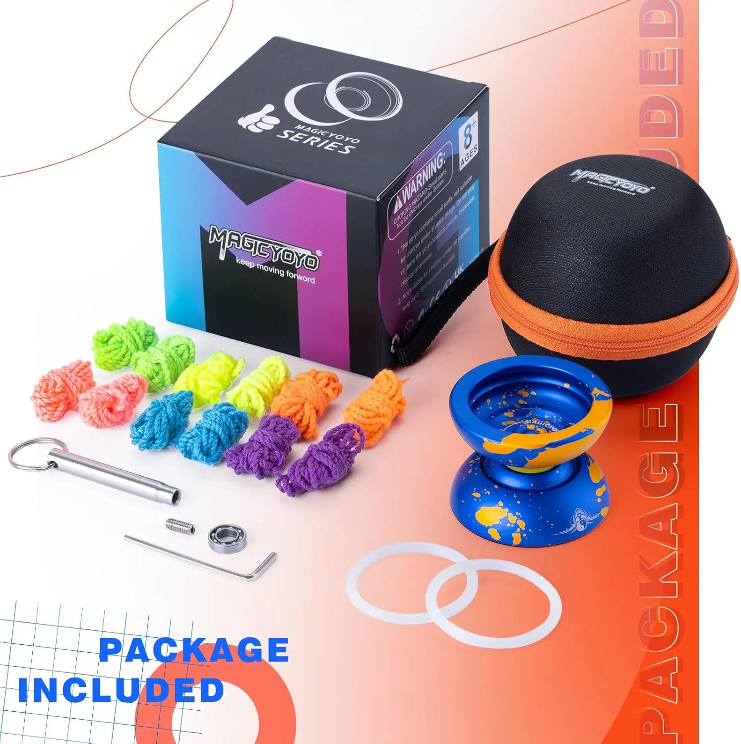 MAGICYOYO N11 Yo Yo Professional Unresponsive Yoyo for Kids, Pro Metal Yoyo for Adults Advanced, Dual Purpose Yo yo Replacement Responsive Bearing for Beginner 12 Yo-yo Strings Case Bag Bearing Kit