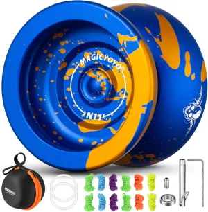 MAGICYOYO N11 Yo Yo Professional Unresponsive Yoyo for Kids, Pro Metal Yoyo for Adults Advanced, Dual Purpose Yo yo Replacement Responsive Bearing for Beginner 12 Yo-yo Strings Case Bag Bearing Kit