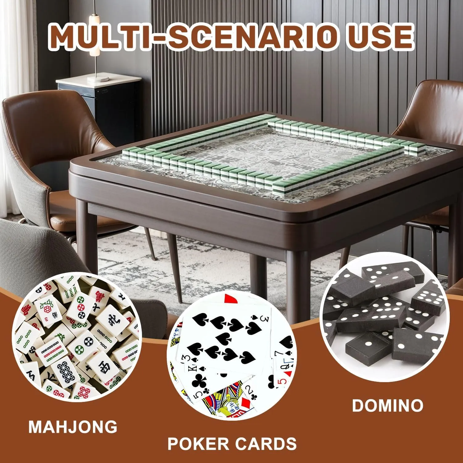 Mahjong Mat 31.5" x 31.5" Seamless Doodle Chinese New Year backgroundChinese Word Happy New Year Non-Slip Noise Reduction Table Cover for Mahjong Dominoes Poker Card Board and Tile Games