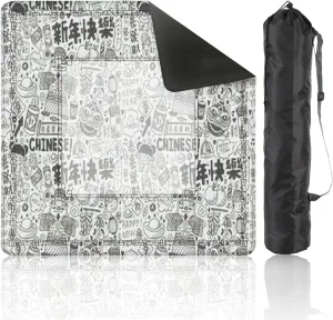 Mahjong Mat 31.5" x 31.5" Seamless Doodle Chinese New Year backgroundChinese Word Happy New Year Non-Slip Noise Reduction Table Cover for Mahjong Dominoes Poker Card Board and Tile Games