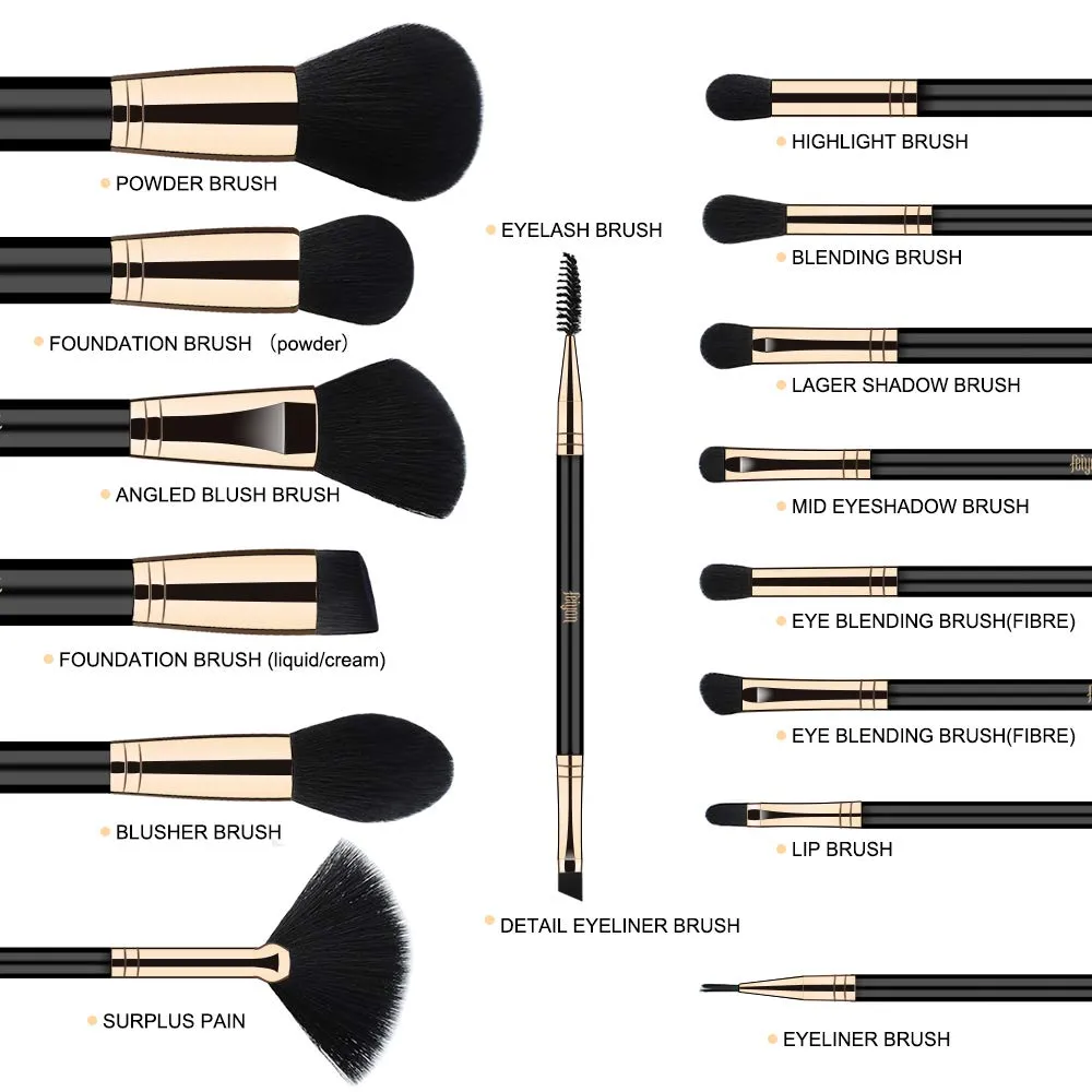 Makeup brushes 15pcs Professional Brush Set Premium Vegan Soft Blending EyeShadow Eyelash Eyeliner lip brushes kit