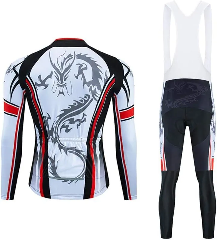 Men Cycling Jersey Set Long Sleeve Pro Cycling Clothes Riding Quick Dry Jacket   Cycling Bib with 9D Pad - Bike Clothing Kit