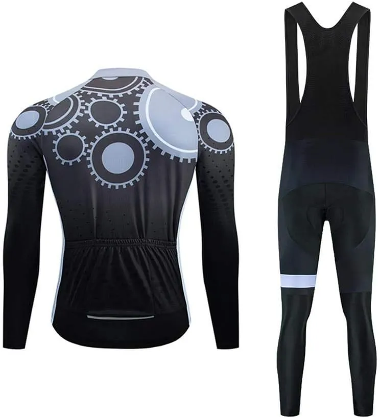 Men Cycling Jersey Set Long Sleeve Pro Cycling Clothes Riding Quick Dry Jacket   Cycling Bib with 9D Pad - Bike Clothing Kit
