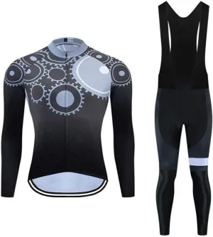 Men Cycling Jersey Set Long Sleeve Pro Cycling Clothes Riding Quick Dry Jacket   Cycling Bib with 9D Pad - Bike Clothing Kit