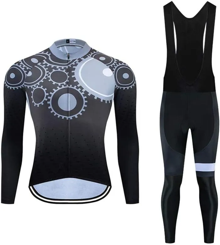Men Cycling Jersey Set Long Sleeve Pro Cycling Clothes Riding Quick Dry Jacket   Cycling Bib with 9D Pad - Bike Clothing Kit