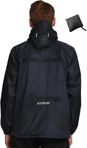 Men's Waterproof Hooded Rain Jacket Running Cycling Hiking Gear Windbreaker Lightweight Packable Raincoat