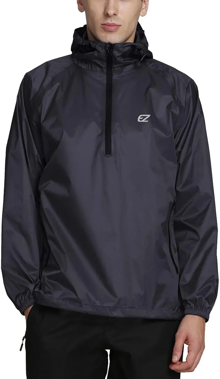 Men's Waterproof Hooded Rain Jacket Running Cycling Hiking Gear Windbreaker Lightweight Packable Raincoat