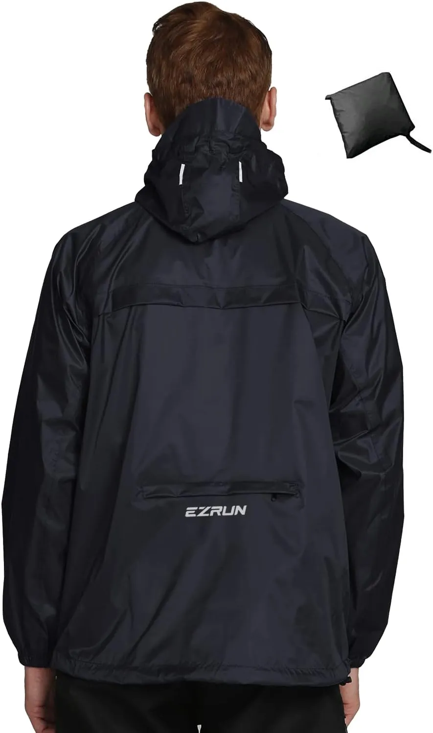 Men's Waterproof Hooded Rain Jacket Running Cycling Hiking Gear Windbreaker Lightweight Packable Raincoat