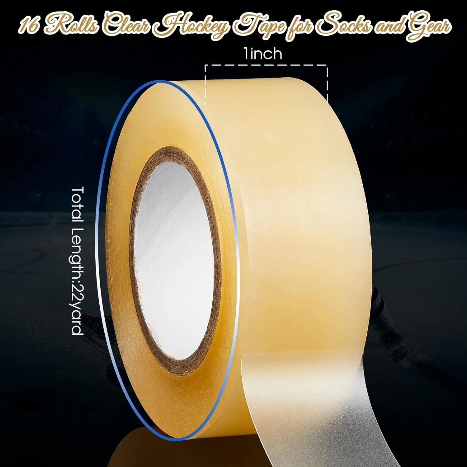 Meooeck Clear Hockey Sock Tape Adhesive Shin Guard Stick Tape Roll for Gear Multipurpose Equipment Ice Skate Field Soccer Sports Gifts Accessories