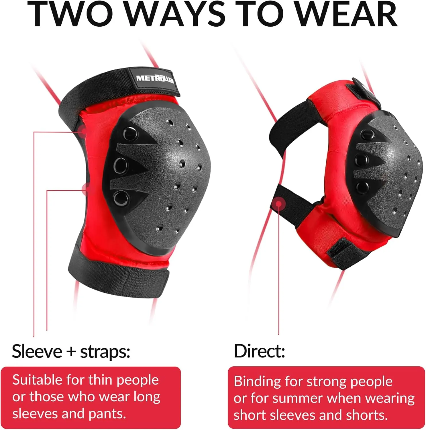 METROLLER Adult & Kids Protective Gear Set for Men, Women Youth Knee Pads, Elbow Pads & Wrist Guards 3 in 1 for Skateboarding Multi-Sports Protective Gear