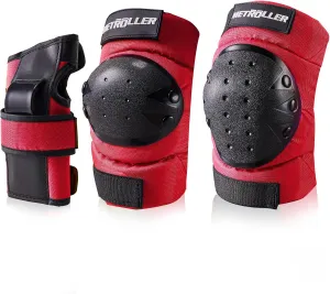 METROLLER Adult & Kids Protective Gear Set for Men, Women Youth Knee Pads, Elbow Pads & Wrist Guards 3 in 1 for Skateboarding Multi-Sports Protective Gear