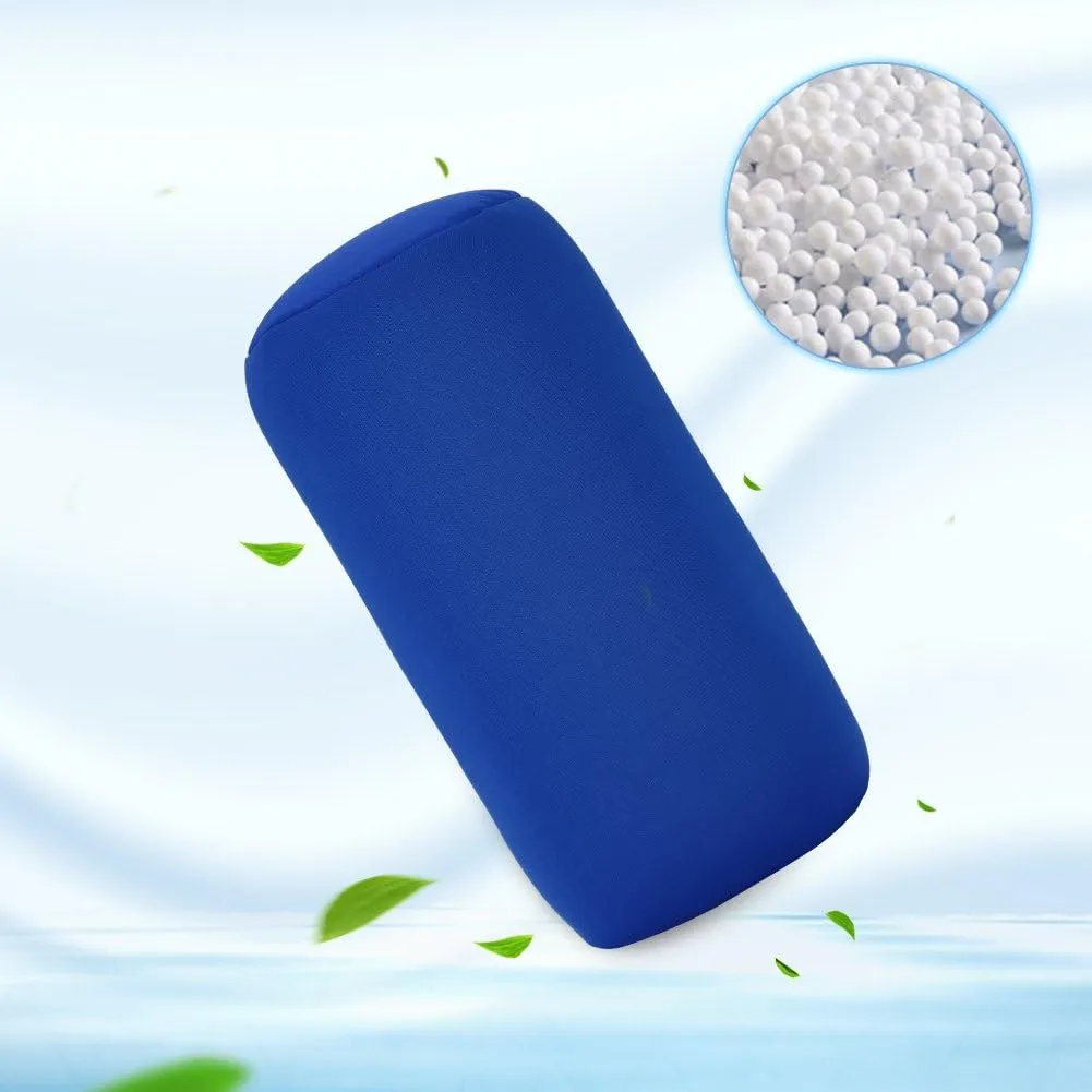 Microbead Back Cushion Roll Throw Pillow Comfy Bean Bag Pillow Travel Home Sleep Neck Support Comfortable for Travel Airplane Car Sofa Bed (Blue)