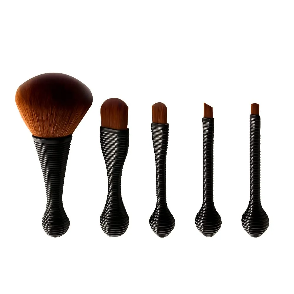 Mini Makeup Brushes 5pcs Lolipop Makeup Brush Set, Premium Synthetic Kabuki Make Up Brush Kit Foundation Powder Eyeshadow Portable Professional Cosmetic Tools 45-4