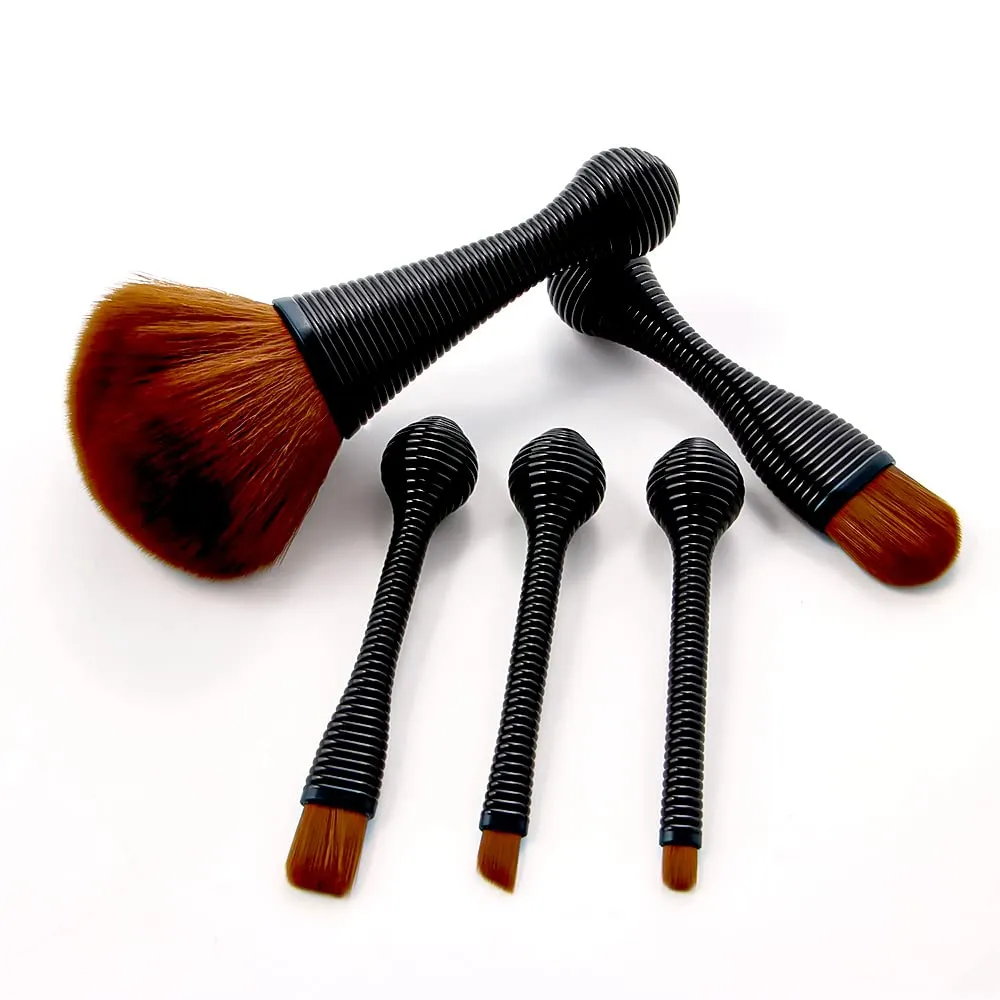 Mini Makeup Brushes 5pcs Lolipop Makeup Brush Set, Premium Synthetic Kabuki Make Up Brush Kit Foundation Powder Eyeshadow Portable Professional Cosmetic Tools 45-4