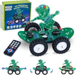 MiOYOOW DIY 360° Rotating RC Car Kit, 5 Speed Rechargeable Remote Control Soldering Practice Kit, STEM Electronic Learning Projects Outdoor Skateboard Smart Car Toy for 15  Years Old Presents
