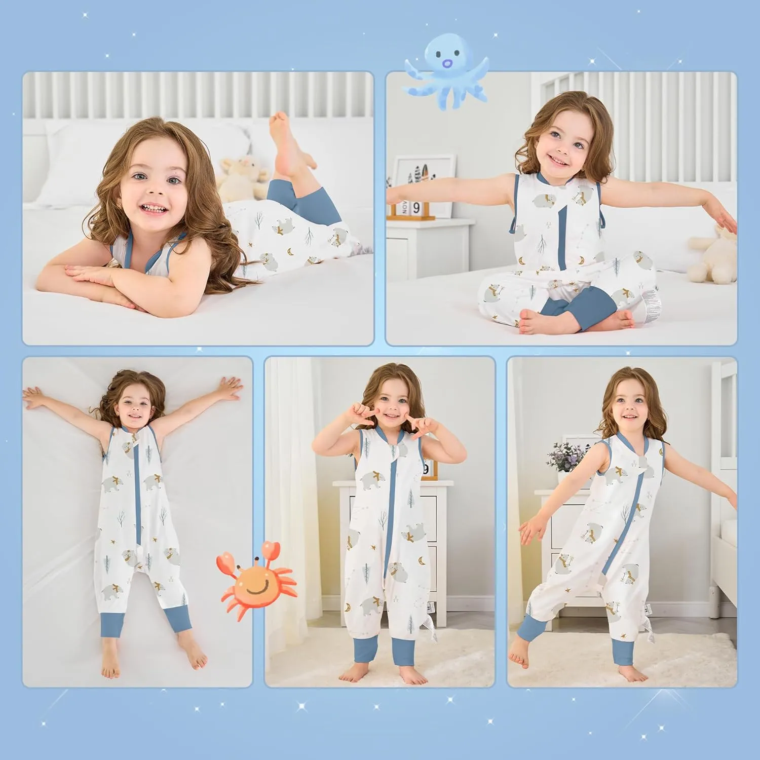 Miracle Baby Toddler Sleep Sack with Feet, 1.0 TOG Wearable Blanket Baby with Legs Sleeveless Baby Sleeping Bag for Walker