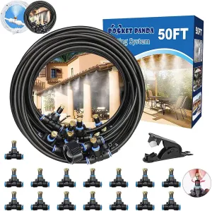 Misters for Outside Patio, Outdoor Water Misting Cooling System 50FT|15M. Backyard Mist Kit for Garden Greenhouse Fan Deck Umbrella Canopy Pool Porch Trampoline Sprinkler Park BBQ Party Accessories.