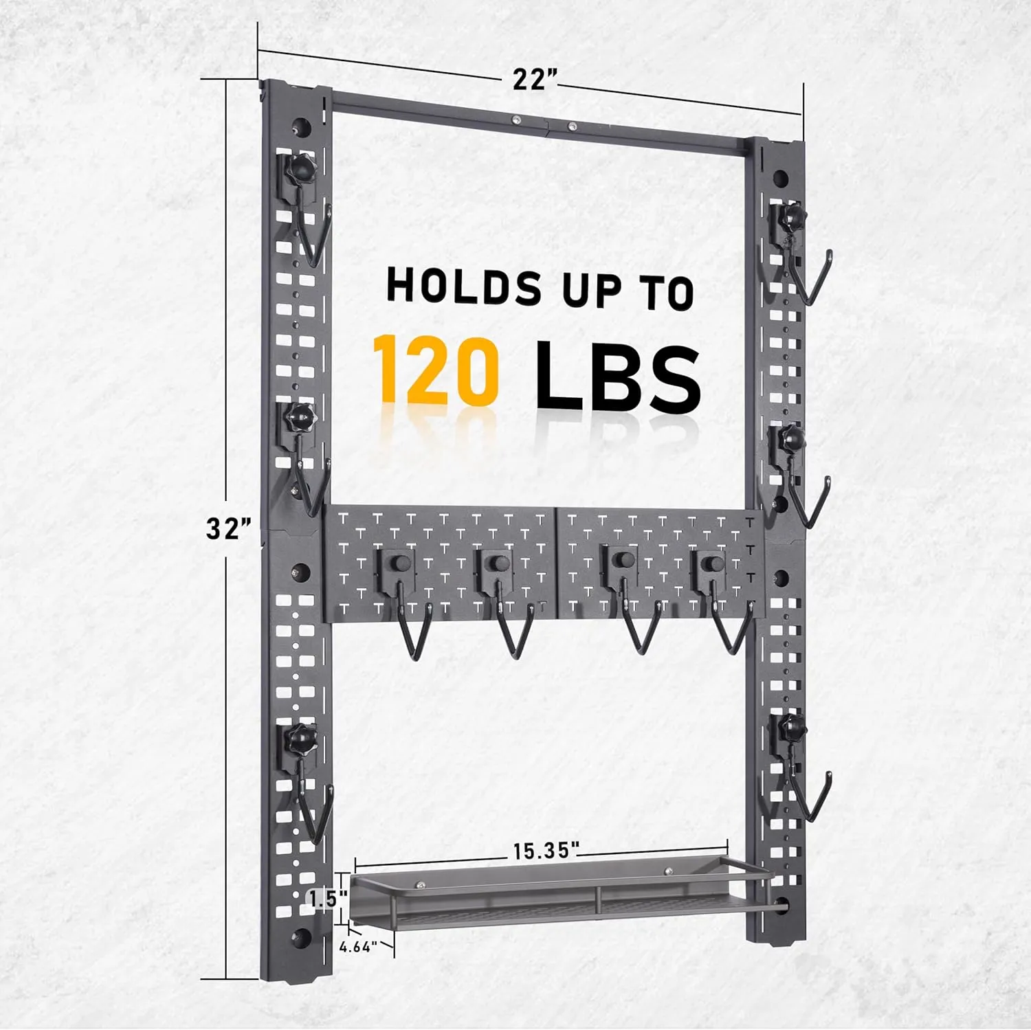 Modularity Gun Wall Mount, Hold Up 120LBS Gun Rack for Wall with 10 Mounting J-Hooks, Rifle Shotgun Rack with Additional Storage, 31.8" x 22" Tactical Gear Wall Mount, Functional Gun Racks