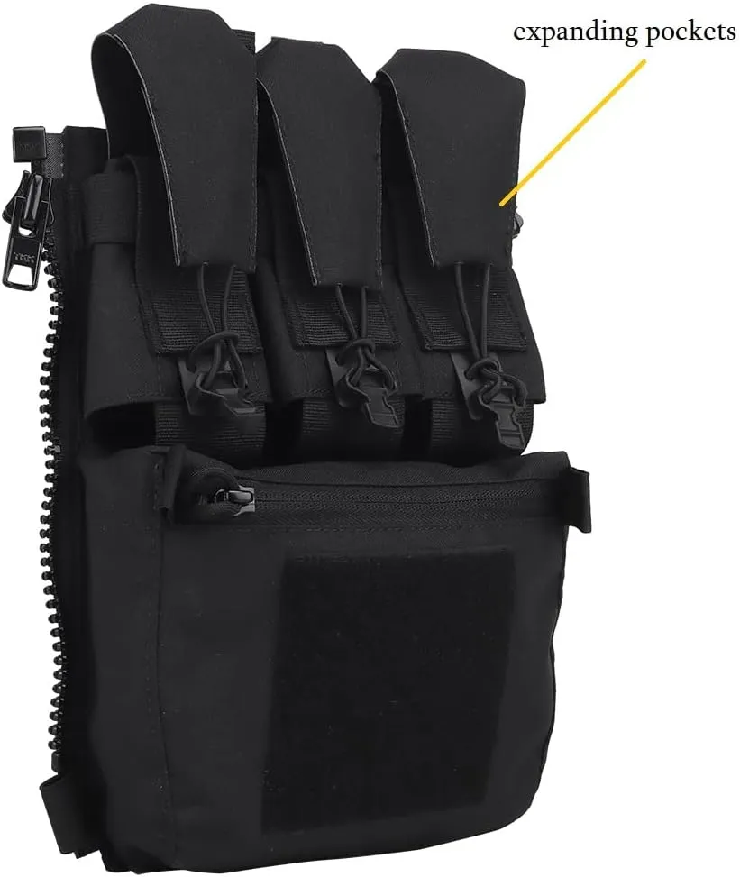 MOLLE Back Panel Banger Zipper on Pouch Triple Mag Holder Tactical Expansion Bag for Hunting Airsoft Vest