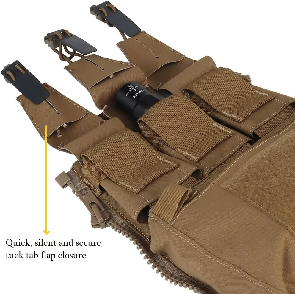 MOLLE Back Panel Banger Zipper on Pouch Triple Mag Holder Tactical Expansion Bag for Hunting Airsoft Vest