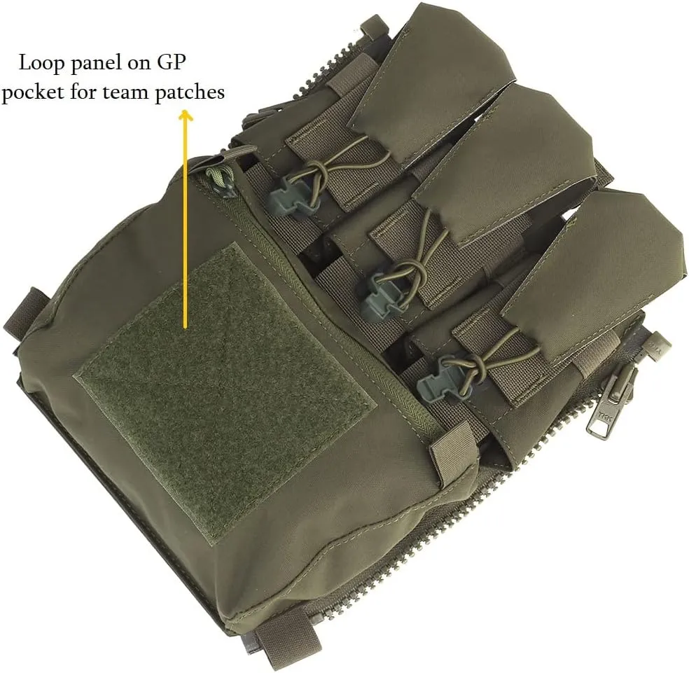 MOLLE Back Panel Banger Zipper on Pouch Triple Mag Holder Tactical Expansion Bag for Hunting Airsoft Vest