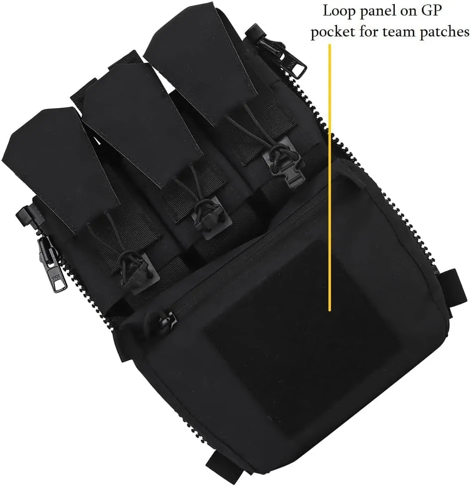 MOLLE Back Panel Banger Zipper on Pouch Triple Mag Holder Tactical Expansion Bag for Hunting Airsoft Vest